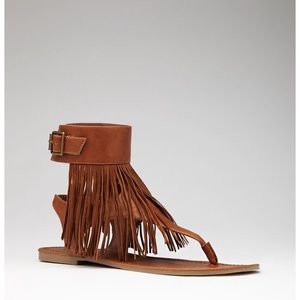 Forever 21 Brown Fringe Ankle Sandals